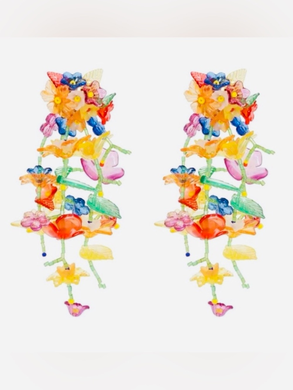 Colorful Cascading beaded Flower Earrings